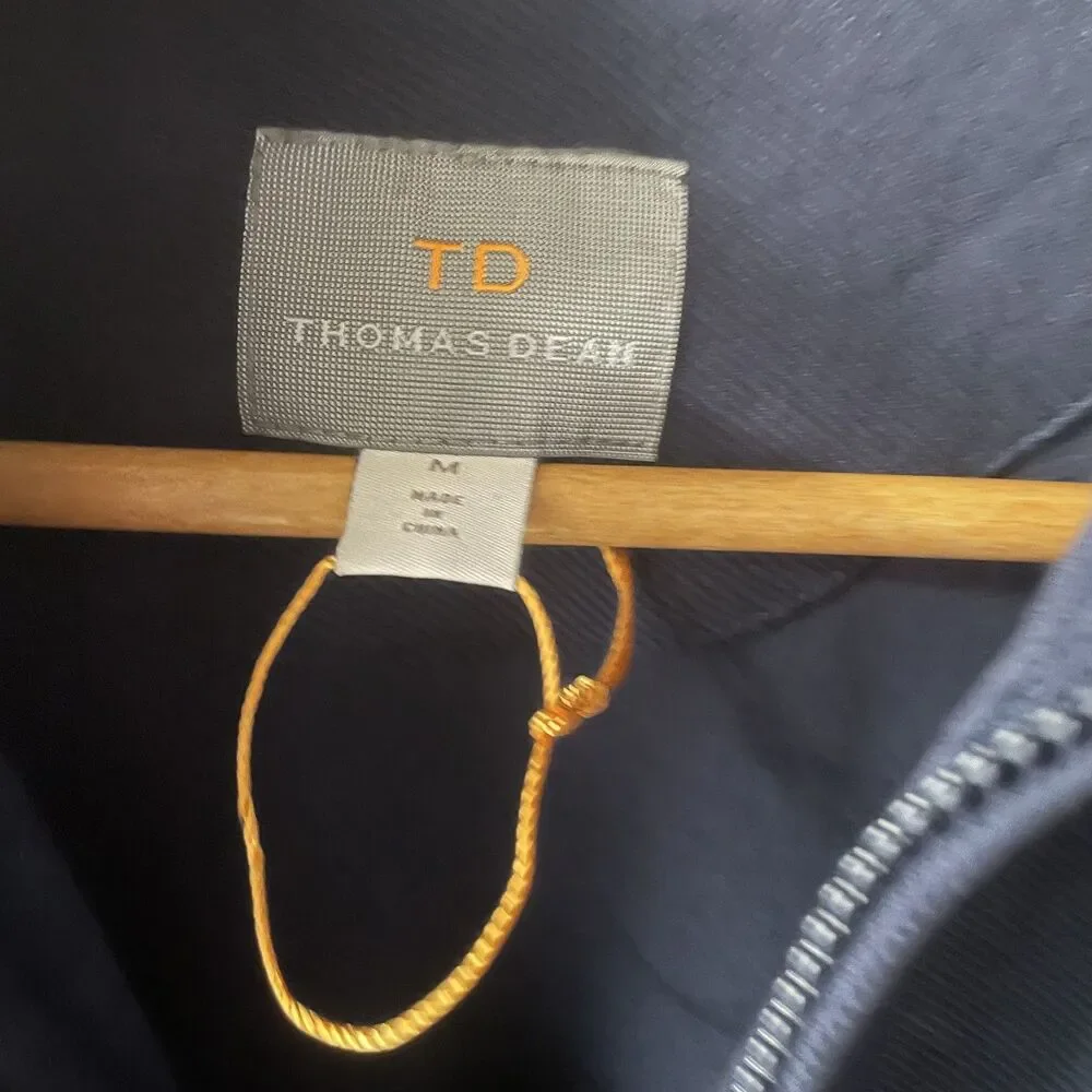 TD Thomas Dean Men's Navy Blue Quarter Zip Pullover Sweater Size M GUC